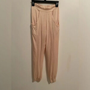 NBD Satin High elastic Waist joggers Peach pull on rayon viscose Ankle pocket XS